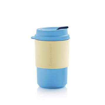 Tupperware Eco Coffee Cup 350 ml BlauwGeel, Verzenden, Nieuw