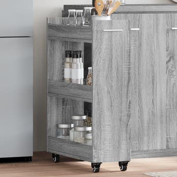 vidaXL Kast met wieltjes 60x22x79 bewerkt hout grijs sonoma, Huis en Inrichting, Verzenden, Nieuw