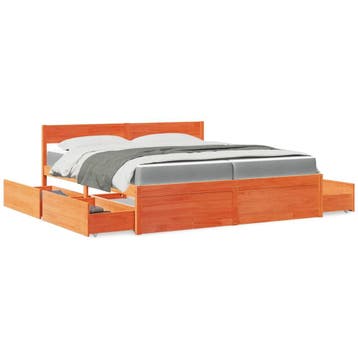 vidaXL Bed met lades en matras massief grenenhout wasbruin, Huis en Inrichting, Verzenden, Nieuw