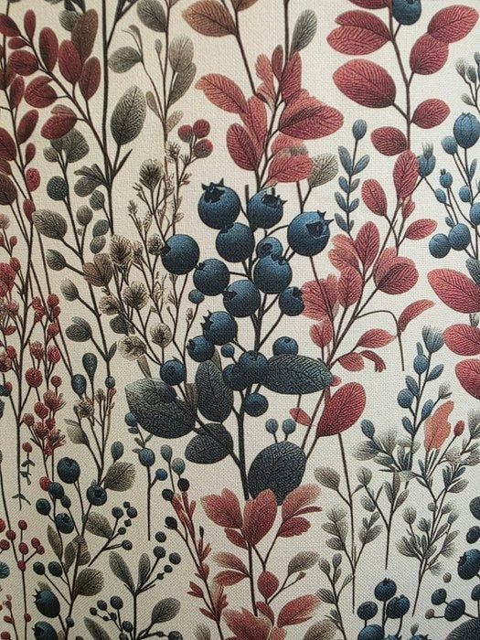 Bosbessen!! Exclusieve stof met een botanisch decoratief, Antiquités & Art, Tapis & Textile