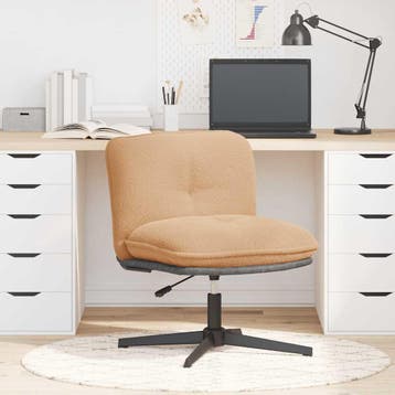 vidaXL Bureaustoel beige gekrulde wolachtige stof, Verzenden, Nieuw