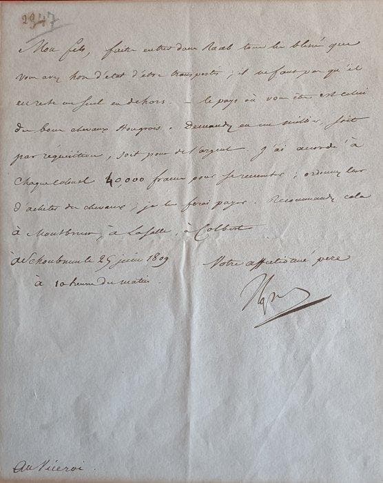 Signé ; Napoléon Bonaparte - Lettre signée Nap adressée au, Collections, Cinéma & Télévision