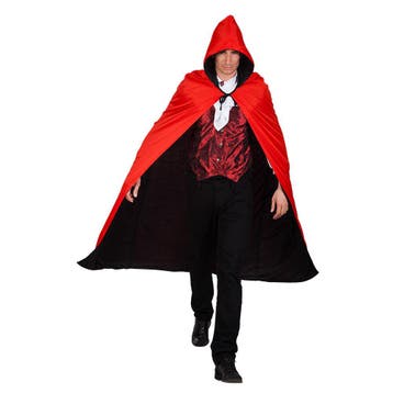 Halloween Cape Omkeerbaar Zwart Rood 1,7m, Verzenden, Nieuw