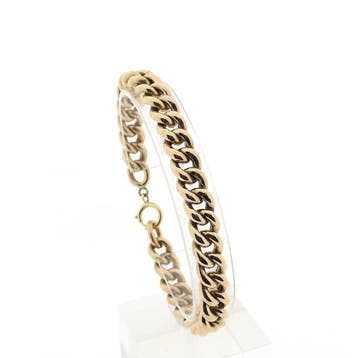 Roségouden gourmet schakelarmband, Ophalen of Verzenden, Gebruikt, Goud, Goud