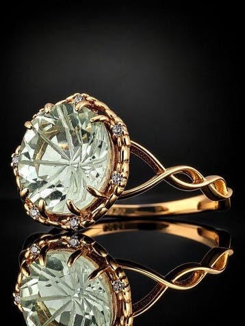 Zonder minimumprijs - Ring Lichtgroene amethistring - 925