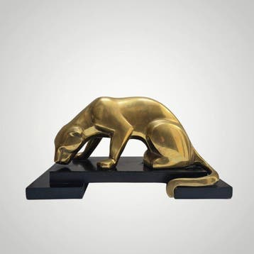 sculptuur, Panthère - 30.5 cm - Brons - 1930, Antiquités & Art
