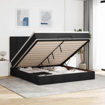 vidaXL Ottoman bed met matras 180x200cm stof zwart, Verzenden, Nieuw