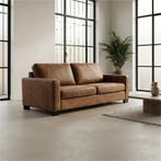 Leren bank Energy - 3 zits - Kenia Brown (bruin) - Poten, Nieuw, Ophalen of Verzenden, Modern, 200 tot 250 cm