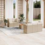 vidaXL 6-delige Loungeset met kussens poly rattan beige, Verzenden, Loungeset