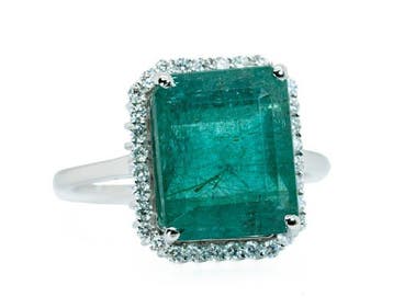 Zonder minimumprijs - Ring - 14 karaat Witgoud, Green, Nieuw