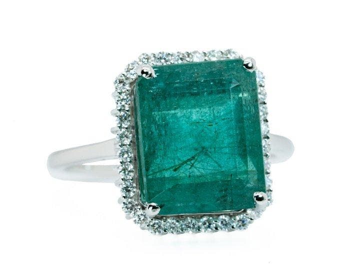 Zonder minimumprijs - Ring - 14 karaat Witgoud, Green, Handtassen en Accessoires, Ringen