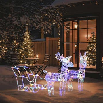 vidaXL Kerstversiering rendieren en slee 160 LEDs 130 cm, Diversen, Kerst, Verzenden, Nieuw