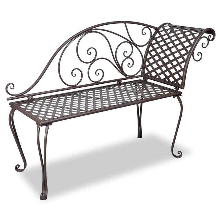 vidaXL Chaise longue 128 cm staal antiekbruin, Jardin & Terrasse, Ensembles de jardin, Envoi