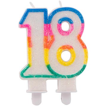Kaars 18 Jaar Glitter 9cm, Verzenden