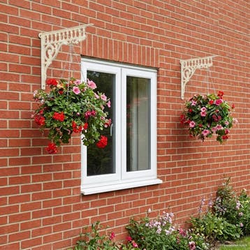 vidaXL Wandplankbeugels 2 st Antiek wit 27.5 x 23 x 4 cm, Verzenden