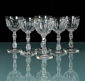 Prachtig lot van 6 kristallen Val Saint Lambert glazen,, Antiek en Kunst