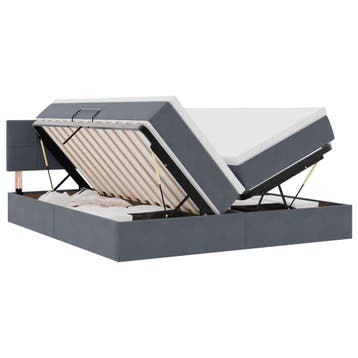 vidaXL Opbergbed 2 st Donkergrijs 200 x 200 cm Velvet, Verzenden
