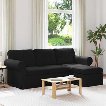 vidaXL bank / zetel Zwart 215 x 138 x 80 cm Stof, Verzenden, Nieuw