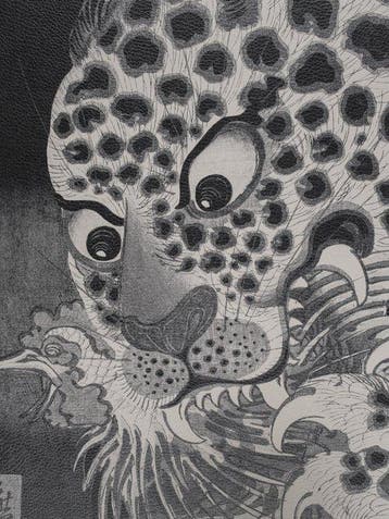 Artistiek wandtapijt “Guardiano Selvaggio” – afdruk op leer