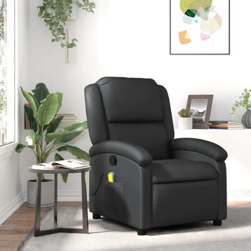vidaXL Massagestoel van echt leer, zwart, Huis en Inrichting, Fauteuils, Verzenden, Nieuw