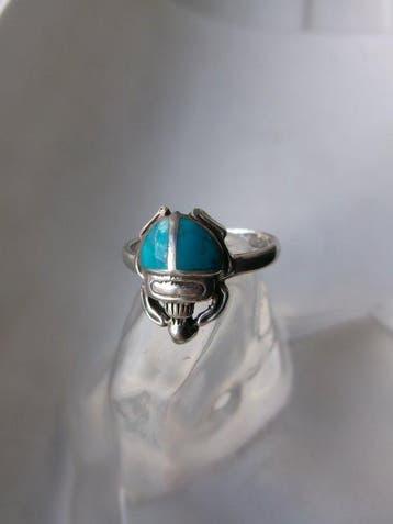 Argent, Scarabée émaillé - Bague - Art déco et renouveau