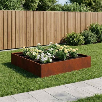 vidaXL Plantenbak Roestkleurig 100 x 100 x 20 cm weervast, Verzenden