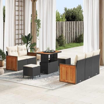 vidaXL Tuinbank Set 10 st 7-Aantal zitplaatsen Zwart en, Verzenden