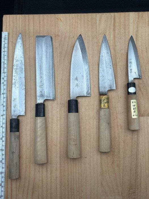 Damaged Japanese knives set CA316 - Keukenmes -, Antiek en Kunst, Antiek | Keukengerei