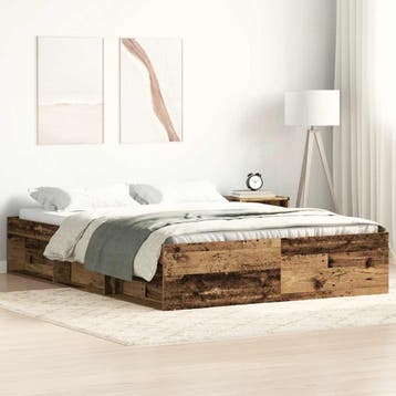 vidaXL Bedframe zonder matras 160x200 cm bewerkt hout oud, Verzenden, Nieuw