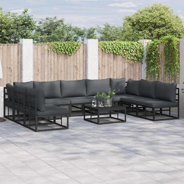 vidaXL Tuinbank Set 10 st Zwart Aluminium, Tuin en Terras, Verzenden, Nieuw