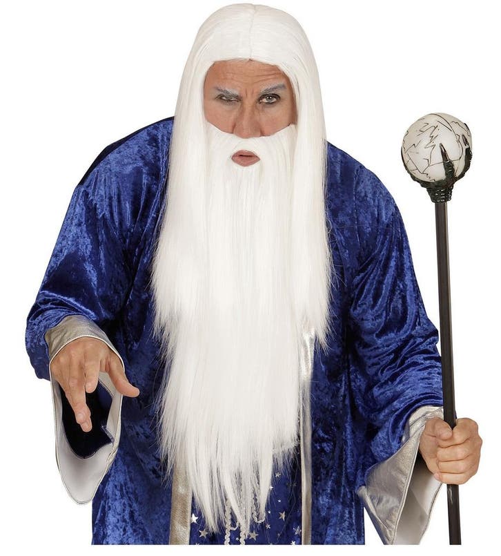 Tovenaar Pruik Met Baard, Hobby en Vrije tijd, Feestartikelen, Nieuw, Verzenden