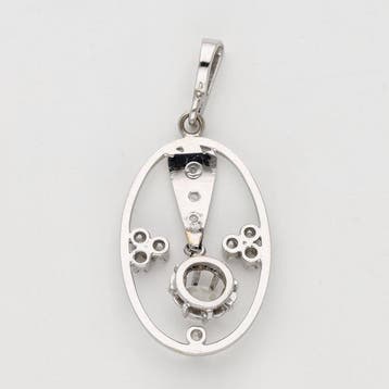 Pendentif - 18 carats Or blanc - Diamant, Handtassen en Accessoires, Antieke sieraden