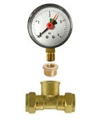 CV drukmeter met t-stuk 22 x 1/2 x 22, Doe-het-zelf en Bouw, Verzenden, Nieuw