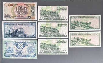 Schotland. - 8 Banknotes - Various Dates (Zonder