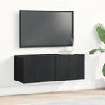 vidaXL TV Kast 2 pcs Zwart Eiken 80 x 30 x 30 cm Bewerkt, Huis en Inrichting, Verzenden, Nieuw
