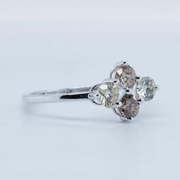 Zonder minimumprijs - Ring - 14 karaat Witgoud - 0.76ct. tw.