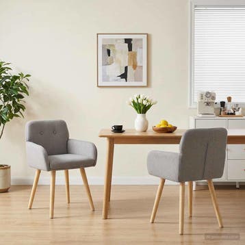 vidaXL Eetstoelen 2 st Bouclé Lichtgrijs 59 x 57 x 85 cm, Verzenden, Nieuw