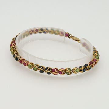 Bracelet - 18 carats Or jaune - Saffier, Robijn