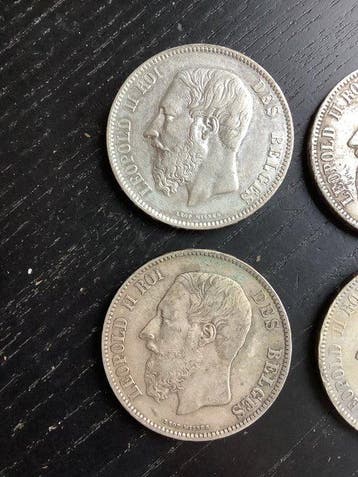 België. Leopold II. 5 Francs 1869-1873 (Zonder minimumprijs), Postzegels en Munten