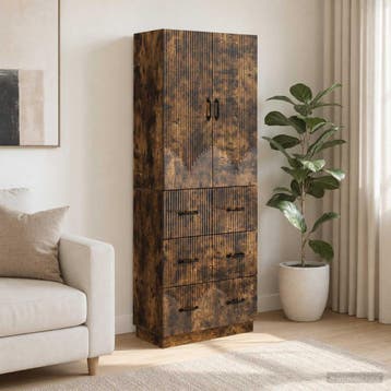 vidaXL Kast Set 2 st 66 x 34,5 x 87 cm Bewerkt hout Gerookt, Verzenden, Nieuw