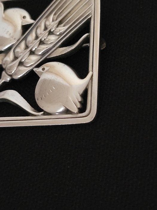 Georg Jensen - Broche Zilver - Nr. 250 – Vogels en Tarwe, Handtassen en Accessoires, Antieke sieraden