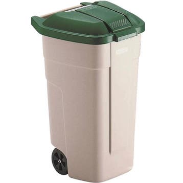 Rolcontainer | Kunststof | Beige/Groen | 100L | Klapdeksel, Verzenden, Nieuw in verpakking