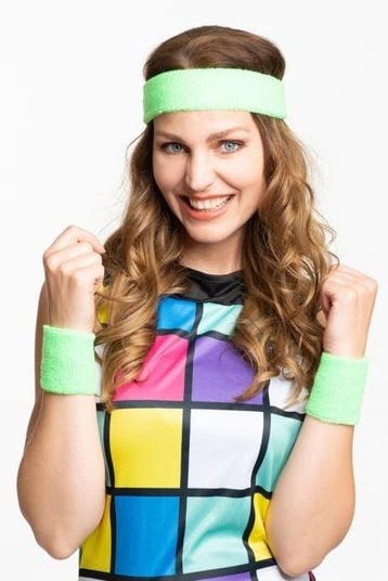 Zweetbandjes Neon Groen 3st, Verzenden