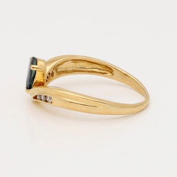 Bague - 18 carats Or jaune Saphir - Diamant