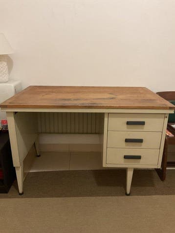 Bureau - Metaal, Hout - afsluitbare ladekast
