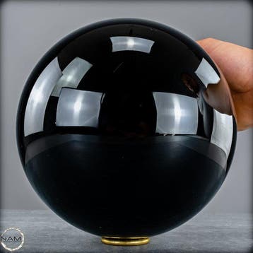 Natuurlijke topkwaliteit sprankelende zwarte obsidiaan Bol-