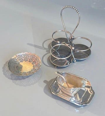 Tafelservies (3) - Zilver - 3 artikelen voor de eettafel, Antiek en Kunst
