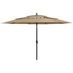 vidaXL Parasol 3-laags met aluminium paal 3,5 m taupe, Verzenden, Nieuw