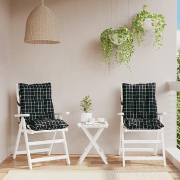 vidaXL Stoelkussens 2 st lage rug ruitpatroon oxford stof, Verzenden, Nieuw