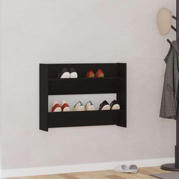 vidaXL Schoenenkast 82 x 18 x 60 cm Bewerkt hout Zwart eiken, Verzenden
